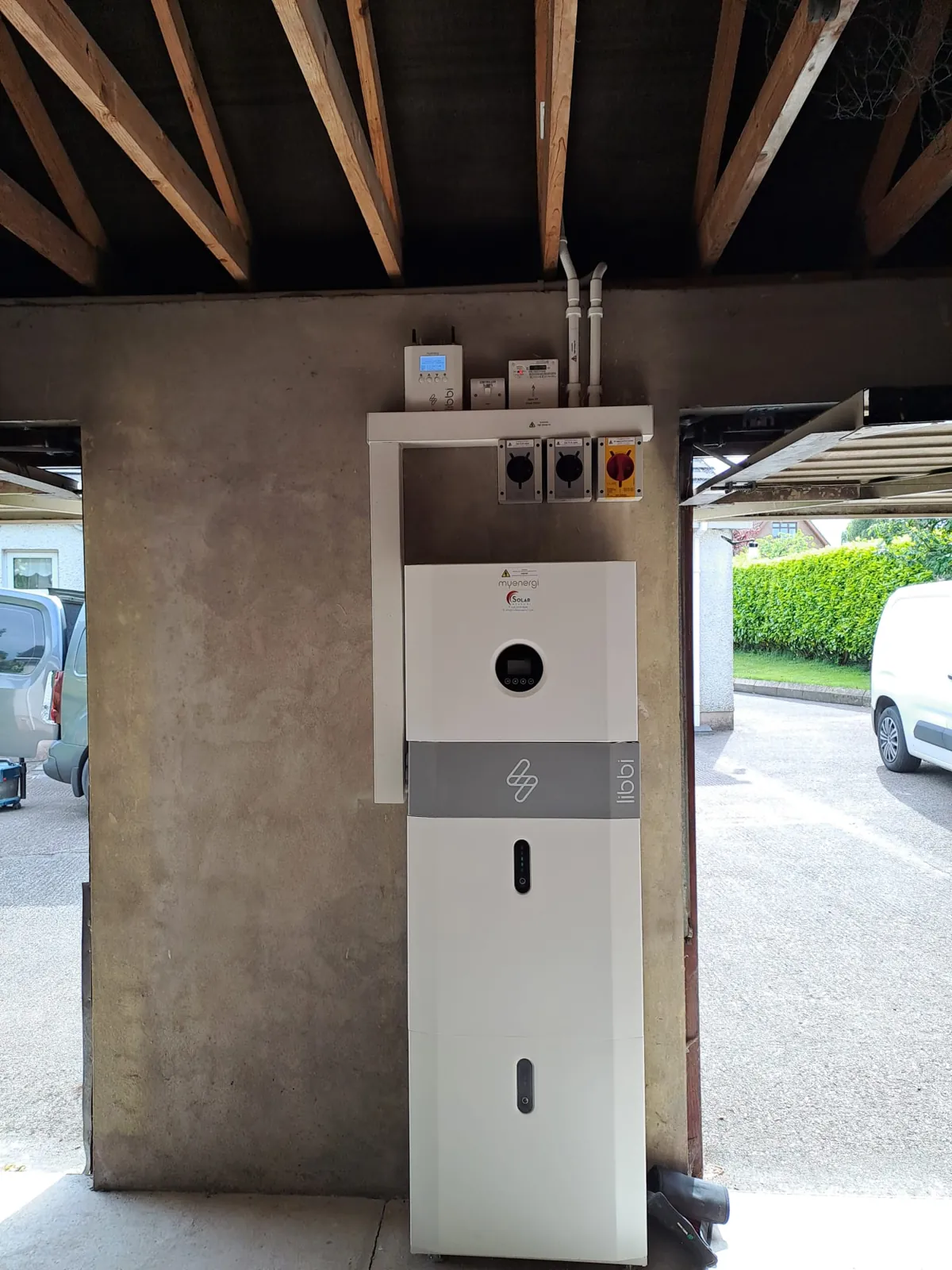myenergi libbi battery in a garage
